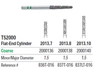 TS2000 Speed Cut Diamond FG #2013.7 Cylinder Flat End Coarse, pack of 5