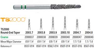 TS2000 Speed Cut Diamond FG #2003.7 Round End Taper Coarse, pack of 5