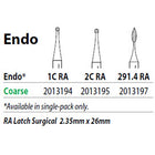 Two Striper RA #1C Coarse Endo Diamond Bur. Single diamond