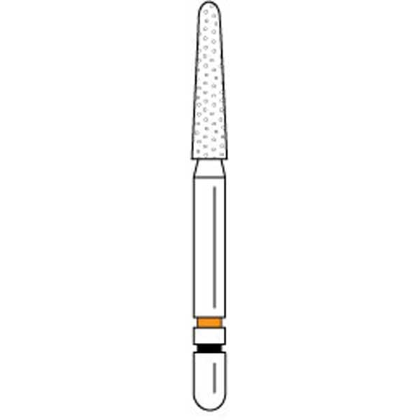 Two Striper Ztech FG #L770.8ZF Long Shank Round End Taper Diamond Bur for Zirconia Adjustment, 5/Pk