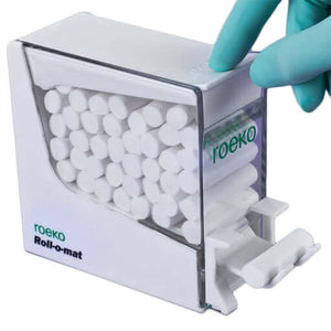 Roeko Roll-O-Mat Cotton Roll Dispenser - White, Plastic Construction, Size 134 | SurgiMac Dental Supply