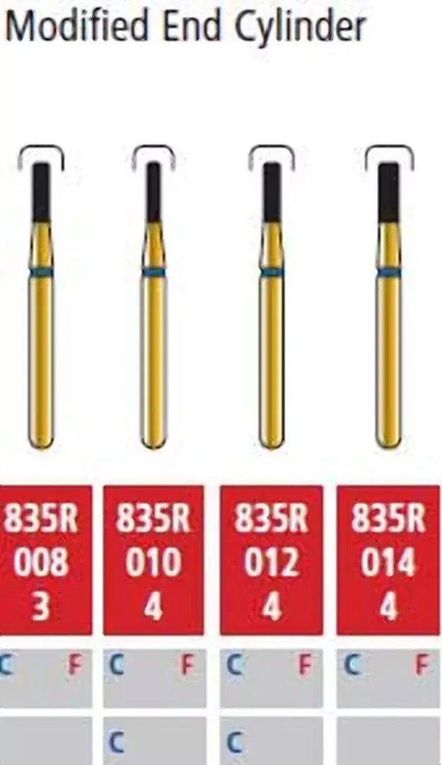 Alpen FG #835R.014 Coarse Grit, Modified Shoulder Cylinder Diamond Bur. Package | SurgiMac Dental Supply