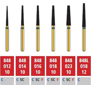 Alpen FG #848.012 Coarse Grit, Flat End Taper Diamond Bur. Package of 5 Burs | SurgiMac Dental Supply