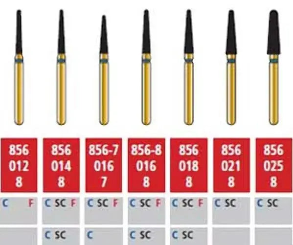 Alpen FG #856.025 Coarse Grit, Round End Taper Diamond Bur. Package of 5 Burs | SurgiMac Dental Supply