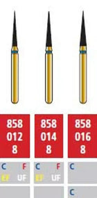 Alpen FG #858.016 Coarse Grit, Flame Shaped Diamond Bur. Package of 5 Burs | SurgiMac Dental Supply