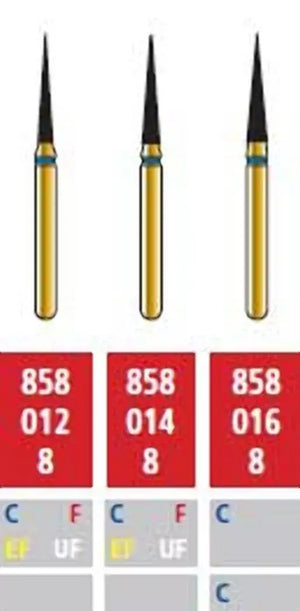 Alpen FG #858.016 Coarse Grit, Flame Shaped Diamond Bur. Package of 5 Burs | SurgiMac Dental Supply