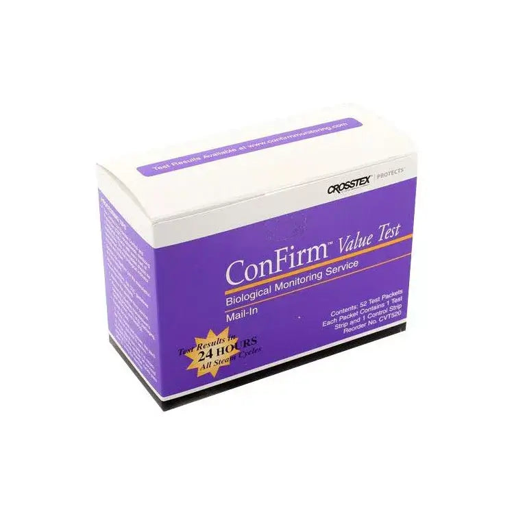 Crosstex ConFirm Value Test Biological Indicators Mail-In 52/Pkg CVT520 Confirm 2 Strip Value Test - 52/Box | SurgiMac Dental Supply