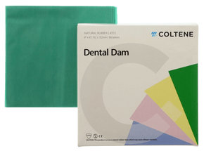 Hygenic 6" x 6" Medium Green Rubber Dental Dam, Package of 360 | SurgiMac Dental Supply