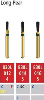 Alpen FG #830.016 Coarse Grit, Long Pear Shaped Diamond Bur. Package of 5 Burs | SurgiMac Dental Supply