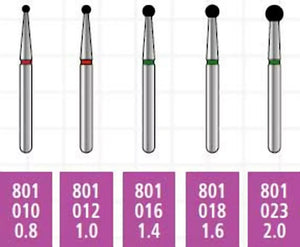 Alpen x1 FG #801.016 Coarse Grit, Ball Shaped, Single Use Diamond Bur. Package | SurgiMac Dental Supply