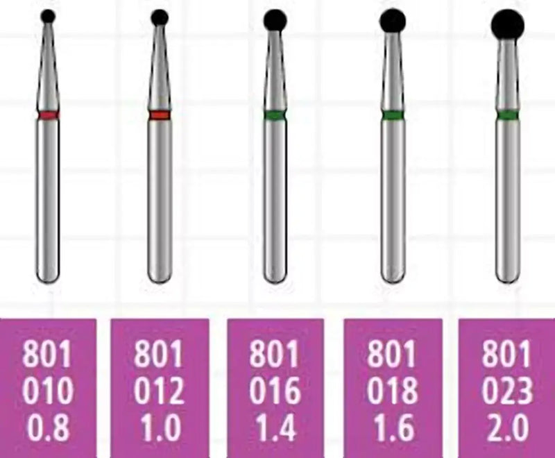 Alpen x1 FG #801.016 Coarse Grit, Ball Shaped, Single Use Diamond Bur. Package | SurgiMac Dental Supply