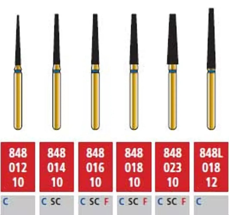 Alpen FG #848.014 SuperCoarse Grit, Flat End Taper Diamond Bur. Package of 5 | SurgiMac Dental Supply