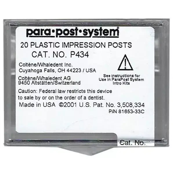 ParaPost P43-4 yellow .040" (1.0mm) plastic impression post, 20 post refill | SurgiMac Dental Supply