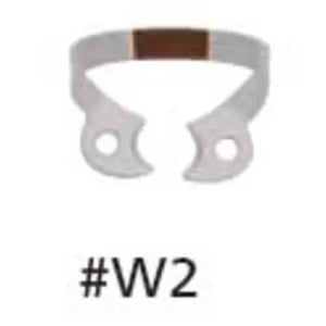 Hygenic Fiesta Color Coded Clamps. #W2 (brown) wingless metal dam clamp | SurgiMac Dental Supply