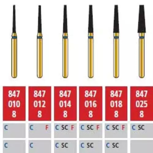 Alpen FG #847.018 Fine Grit, Flat End Taper Diamond Bur. Package of 5 Burs | SurgiMac Dental Supply