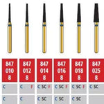 Alpen FG #847.018 Fine Grit, Flat End Taper Diamond Bur. Package of 5 Burs | SurgiMac Dental Supply