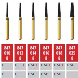 Alpen FG #847.018 Fine Grit, Flat End Taper Diamond Bur. Package of 5 Burs | SurgiMac Dental Supply