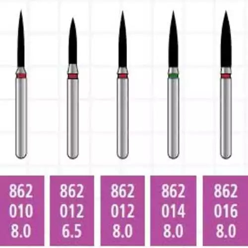 Alpen x1 FG #862.014 Coarse Grit, Flame Shaped, Single Use Diamond Bur. Package | SurgiMac Dental Supply