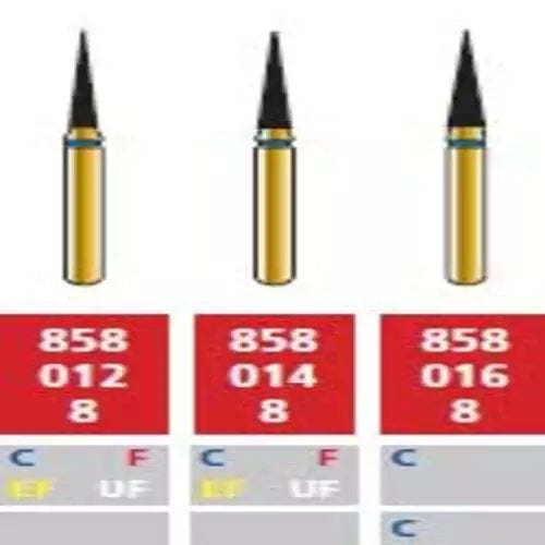 Alpen FG #858.012 Fine Grit, Flame Shaped Diamond Bur. Package of 5 Burs | SurgiMac Dental Supply