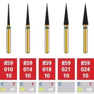 Alpen FG #859.010 Fine Grit, Flame Shaped Diamond Bur. Package of 50 Burs | SurgiMac Dental Supply