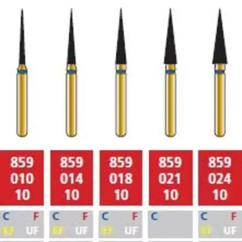 Alpen FG #859.010 Fine Grit, Flame Shaped Diamond Bur. Package of 50 Burs | SurgiMac Dental Supply