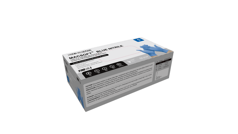 Nitrile Exam Gloves MacSoft by SurgiMac | Blue | Chemo Tested | 200 Count 5116-XS