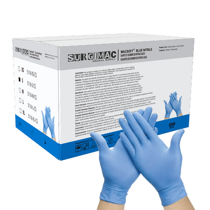 Nitrile Exam Gloves MacSoft by SurgiMac | Blue | Chemo Tested | 200 Count | 5116-S-CS | SurgiMac | SurgiMac