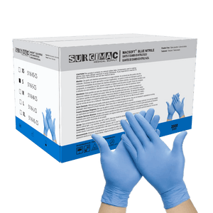 Nitrile Exam Gloves MacSoft by SurgiMac | Blue | Chemo Tested | 200 Count 5116-S-CS