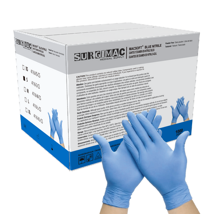 Nitrile Exam Gloves MacSoft by SurgiMac | Blue | Chemo Tested | 100 Count | 4116-S-CS | SurgiMac | SurgiMac