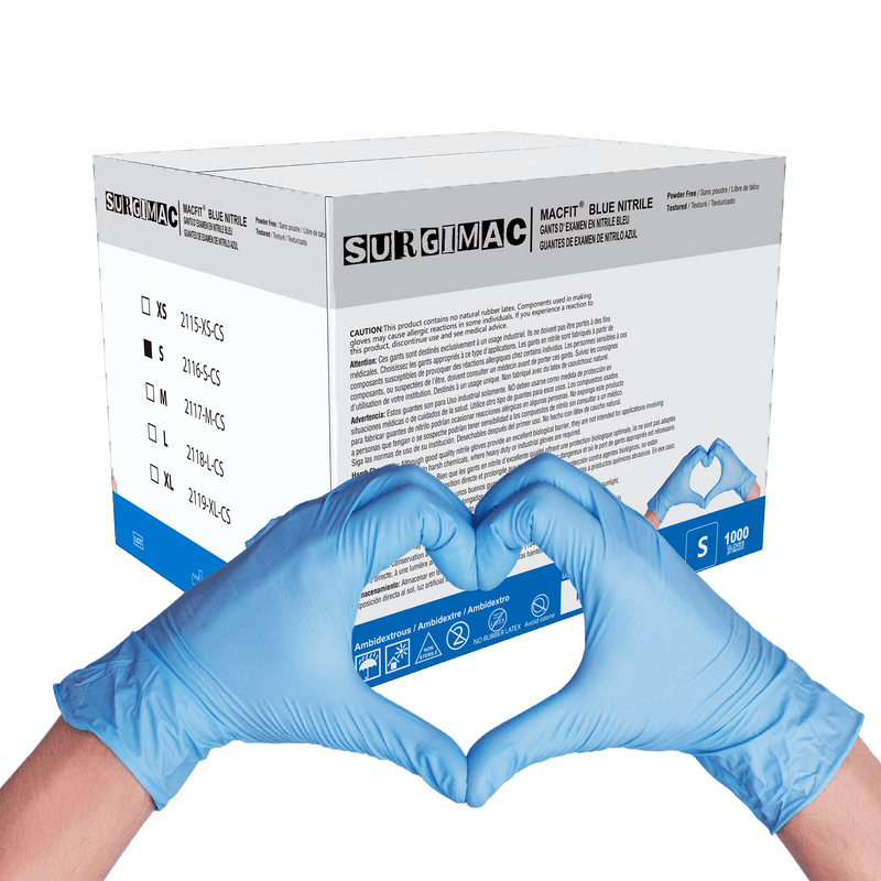 Nitrile Exam Gloves MacFit by SurgiMac | Blue | 100 Count 2116-S-CS