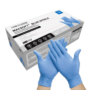 Nitrile Exam Gloves MacSoft by SurgiMac | Blue | Chemo Tested | 300 Count 6116-S