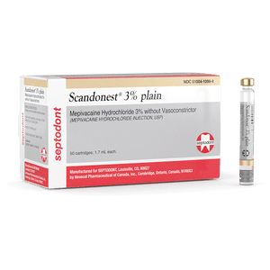 Scandonest 3% Plain - Mepivacaine 3% without Vasoconstrictor, Box of 50 - 1.7 mL 01-A1003-1