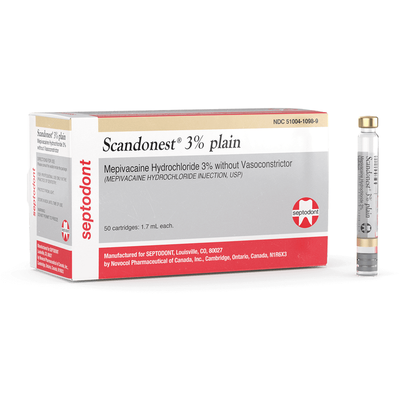 Scandonest 3% Plain - Mepivacaine 3% without Vasoconstrictor, Box of 50 - 1.7 mL 01-A1003-1