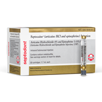 Septocaine 4% Articaine With Epinephrine 1:100,000 - Box of 50 Cartridges (1.7 mL Each) 01A1400-1