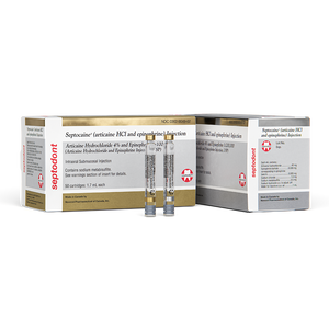 Septocaine 4% Articaine With Epinephrine 1:100,000 - Box of 50 Cartridges (1.7 mL Each) 01A1400-1