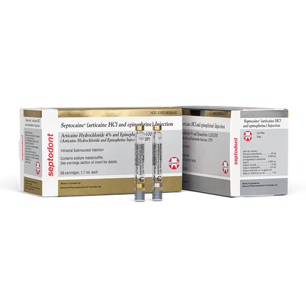 Septocaine Articaine HCl 4% with Epinephrine 1:200,000 Cartridges - 1.7 mL