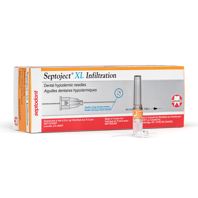 Septodont Septoject XL Needle Infiltration and Nerve Blocks 25 Gauge X-Large 100/Bx