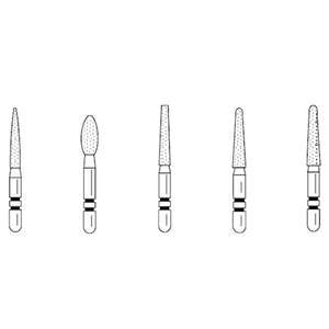 Two Striper Assorted ShortCut bur pack, FG, 5/pk. Contains 770.8CS, 703.8CS