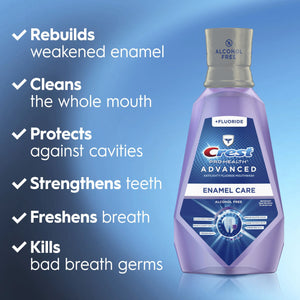 Crest Pro-Health Advanced Enamel Care Mouthwash, 1L, Purple Rinse, Fresh Mint Flavor, 6/cs 80325105