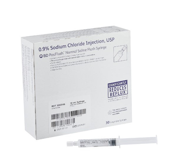 BD PosiFlush IV Flush Solution Sodium Chloride, Preservative Free 0.9% Injection Prefilled Syringe 306546-Bx