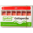Spident Gutta Percha Points size #25, Hand Rolled / Color Coded, Package of 120