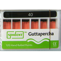 Spident Gutta Percha Points size #40, Hand Rolled / Color Coded, Package of 120