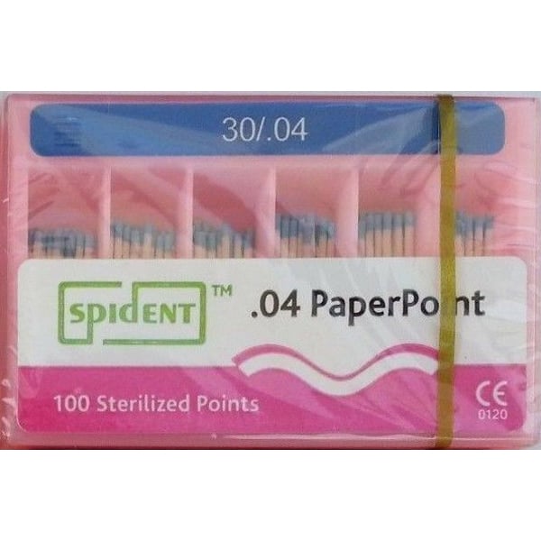 Spident Absorbent Paper Points - #30, Taper size 0.04, ISO Standardized, Color