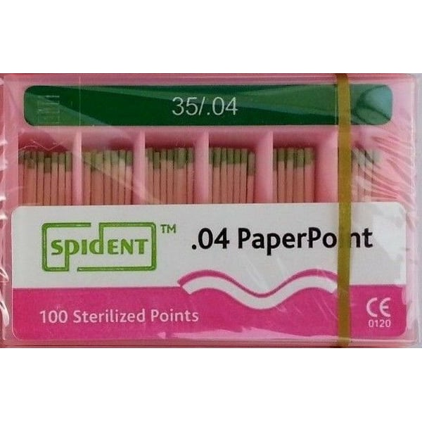 Spident Absorbent Paper Points - #35, Taper size 0.04, ISO Standardized, Color
