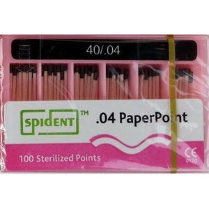 Spident Absorbent Paper Points - #40, Taper size 0.04, ISO Standardized, Color