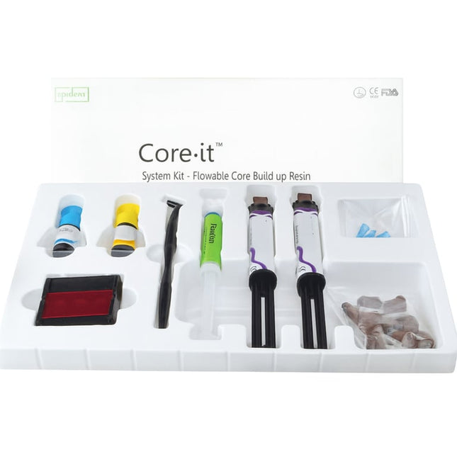 Core-it Flowable Core Build Up Resin, Dual-Cure, Yellow, 2 x 10gm Syringe Kit.