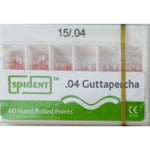 Spident #15 .04 Tapered Gutta Percha Points, Hand Rolled, Color Coded, Box