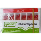 Spident #25 .06 Tapered Gutta Percha Points, Hand Rolled, Color Coded, Box