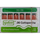 Spident #35 .06 Tapered Gutta Percha Points, Hand Rolled, Color Coded, Box