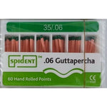 Spident #35 .06 Tapered Gutta Percha Points, Hand Rolled, Color Coded, Box